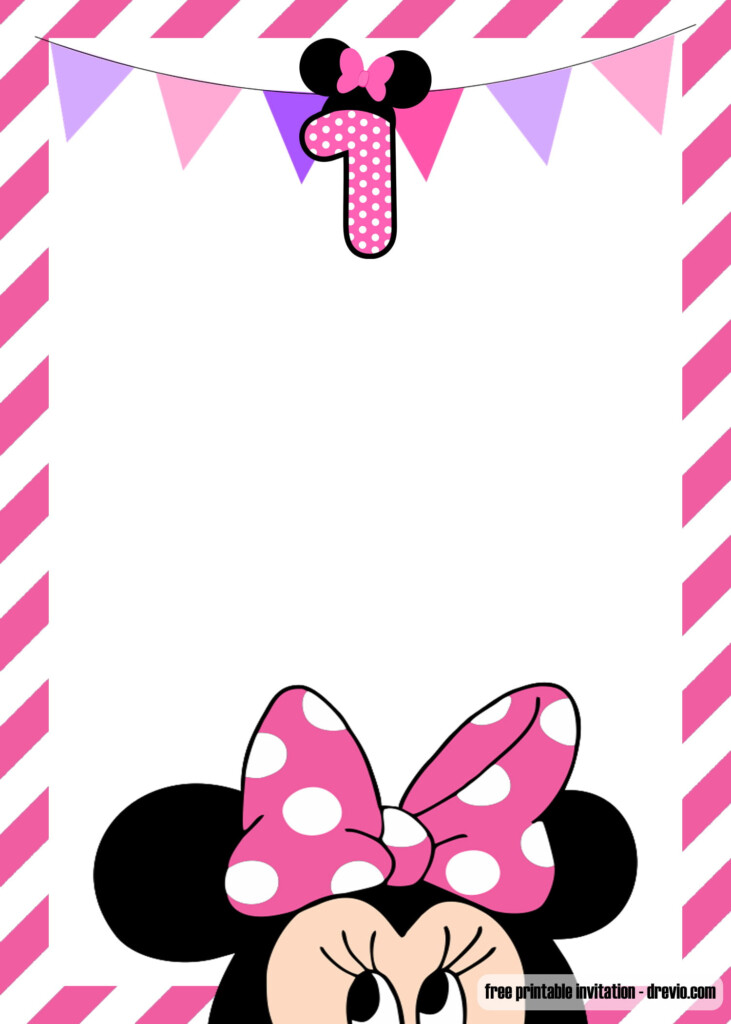 FREE Minnie Mouse 1st Birthday Invitations Templates DREVIO