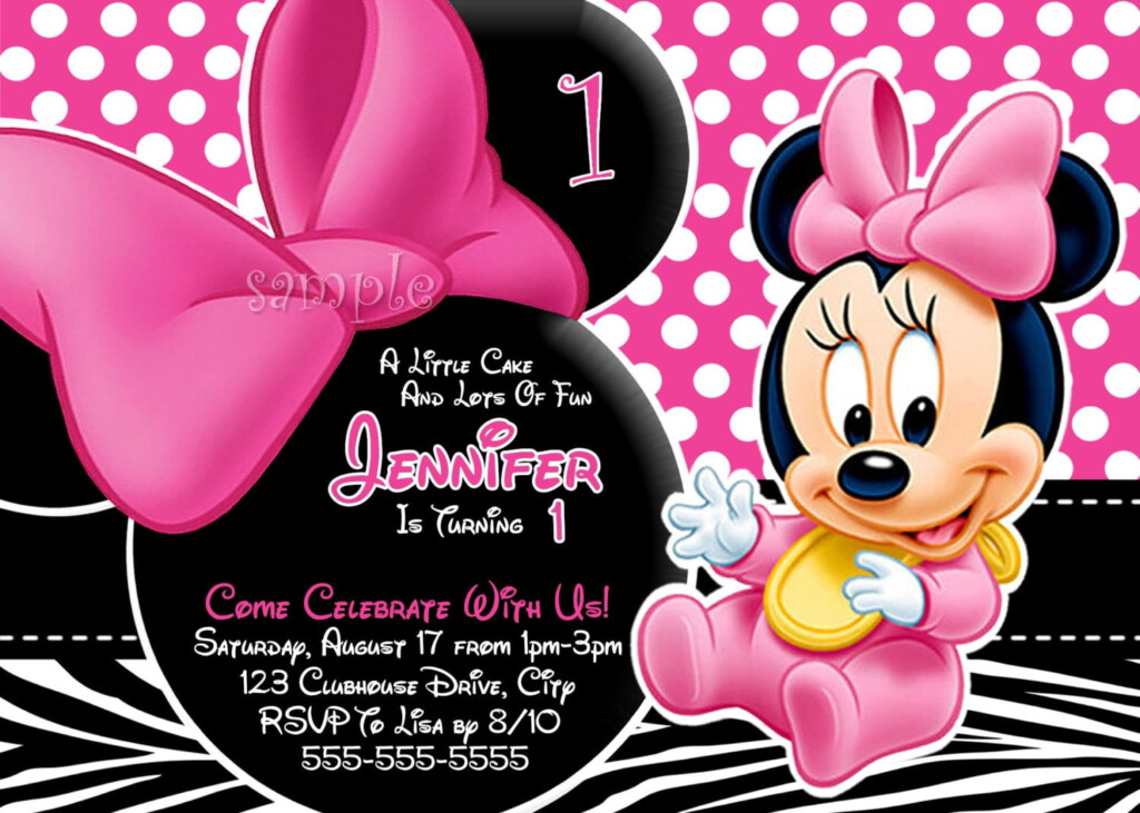 FREE Personalized Minnie Mouse First Birthday Invitations Download 