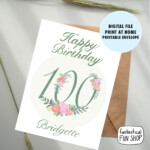 Free Printable 100th Birthday Card Printable Form Templates And Letter