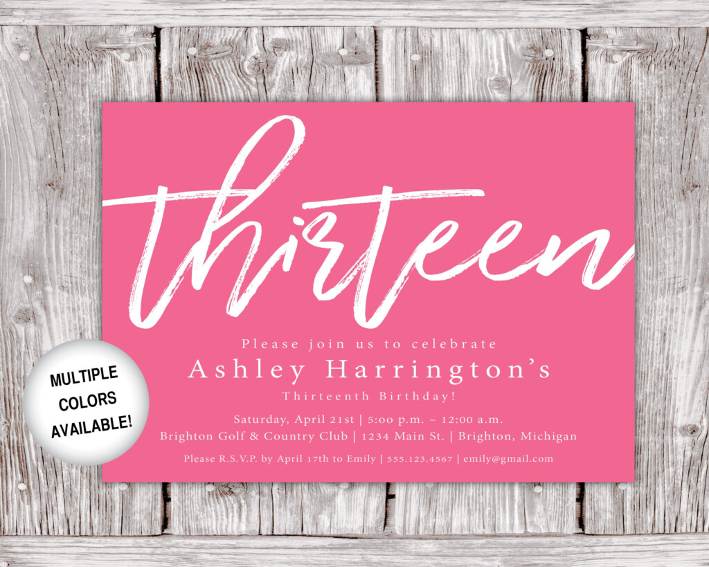 Free Printable 13th Birthday Party Invitations Printable Templates