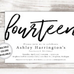 Free Printable 14th Birthday Party Invitations Printable Templates