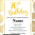 FREE Printable 70th Birthday Invitations Templates Party Invitation