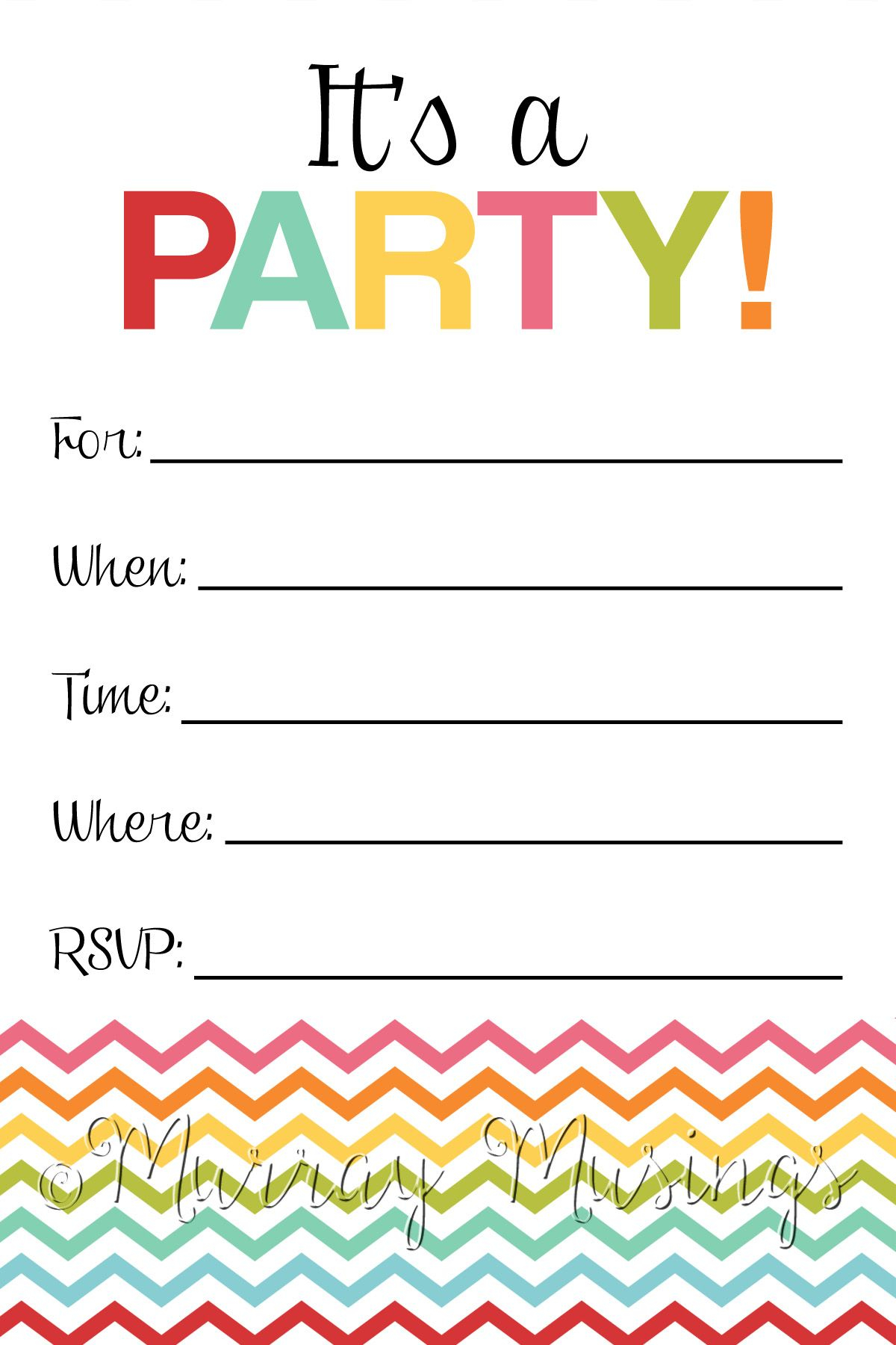 Free Printable Blank Birthday Party Invitations Printable Templates