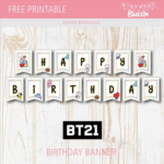 Free Printable BT21 Birthday Banner Birthday Buzzin Happy Birthday