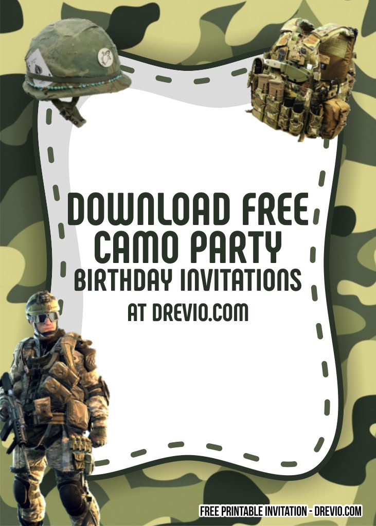 FREE Printable Camo Party Invitation Templates Download Hundreds FREE 