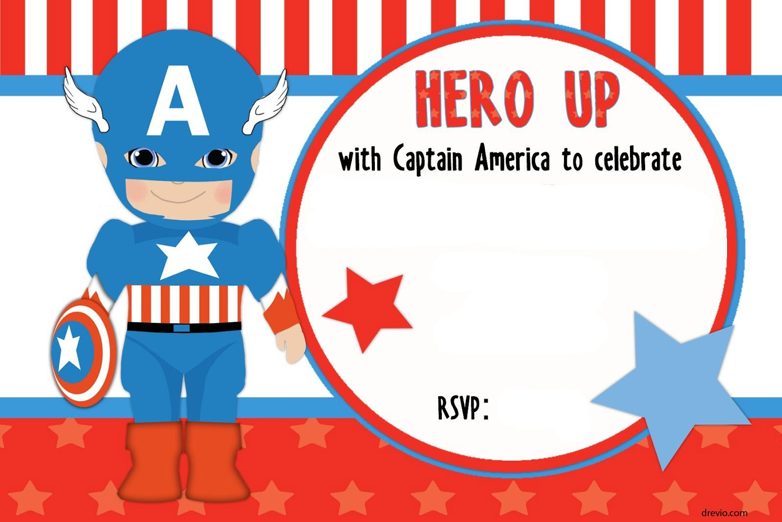 FREE Printable Captain America Birthday Invitation Template Download