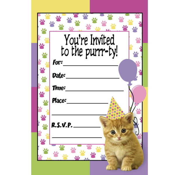 FREE Printable Cat Themed Birthday Invitations Download Hundreds FREE