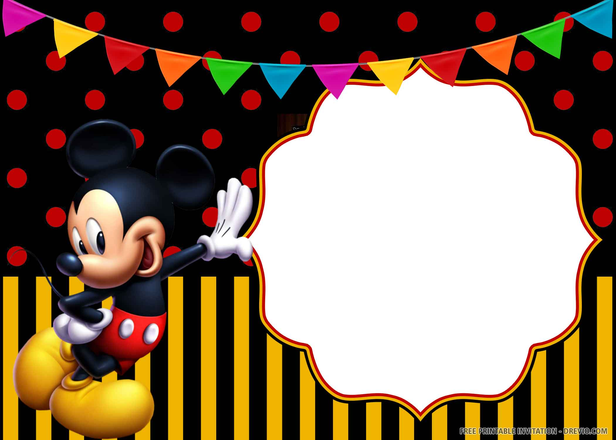  FREE PRINTABLE Cheerful Mickey Mouse Birthday Invitation Templates 