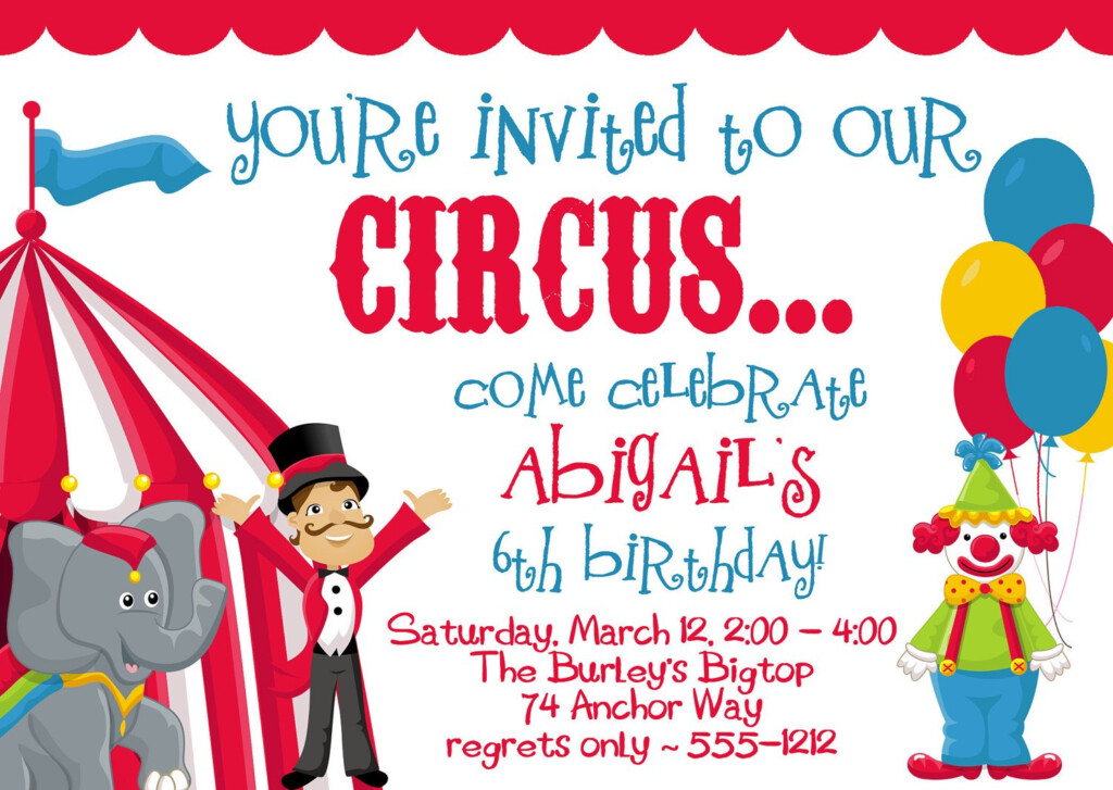 FREE Printable Circus Themed Birthday Party Invitations FREE 