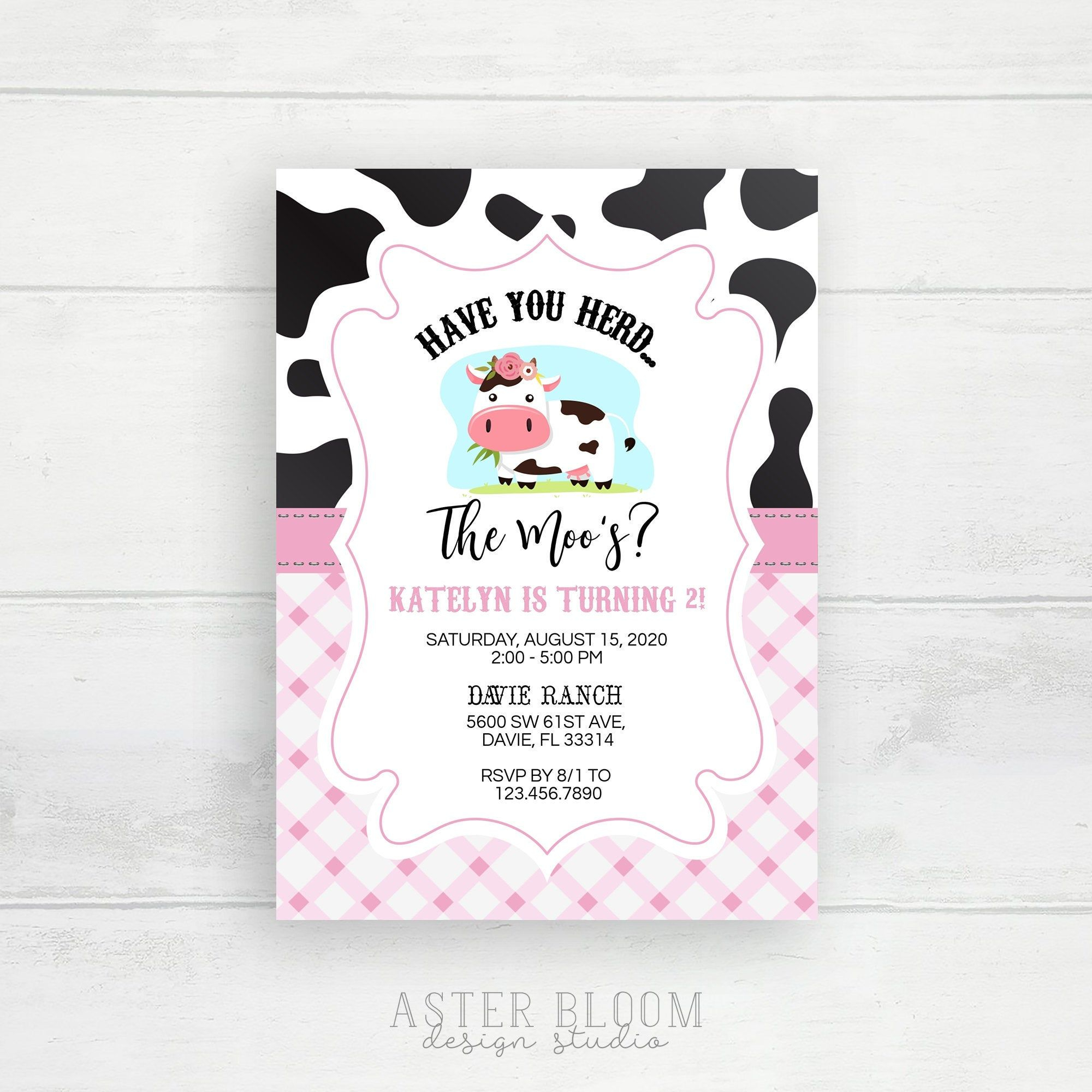 Free Printable Cow Birthday Invitations