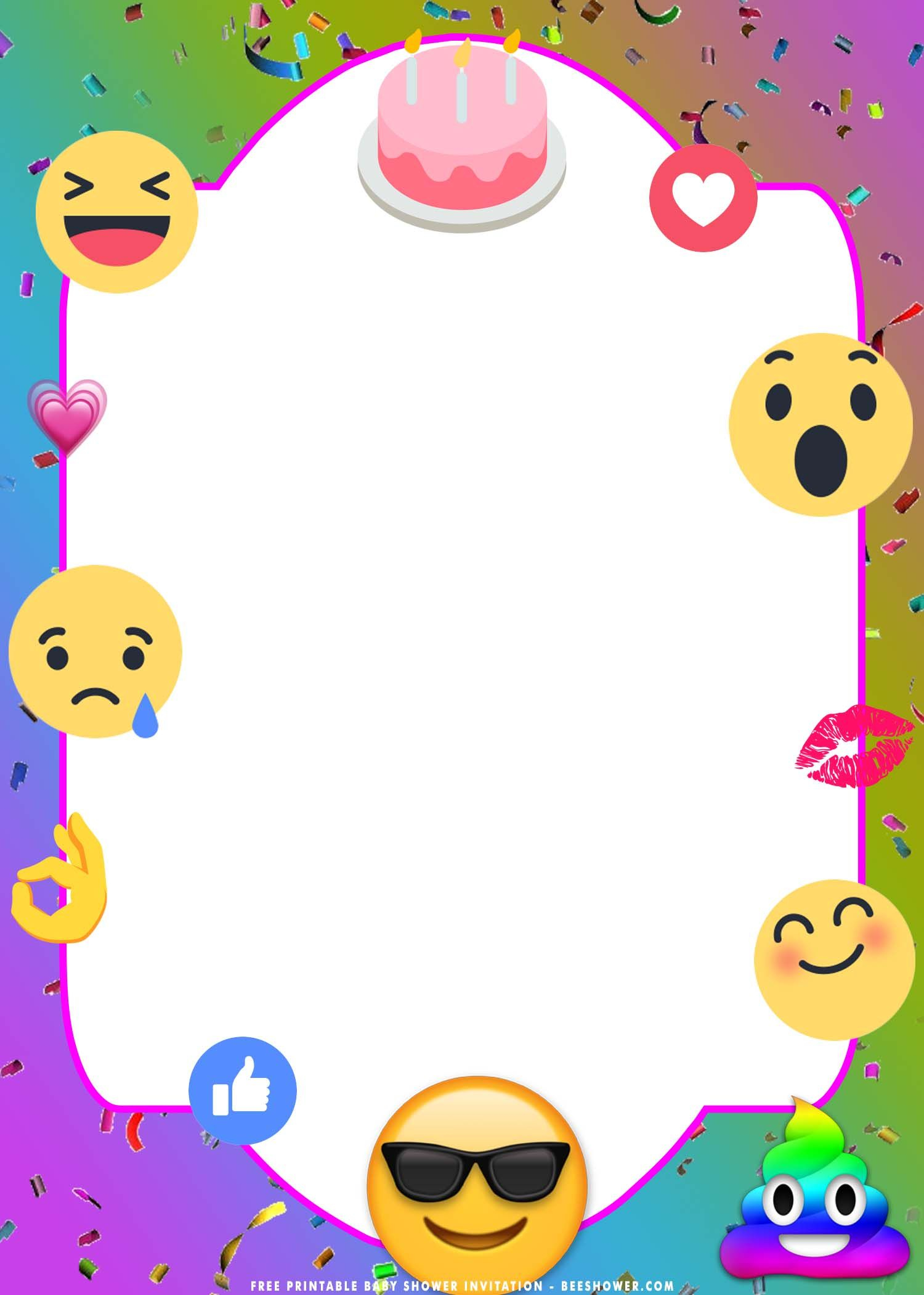  FREE Printable Cute Emoji Birthday Party Invitation Templates 