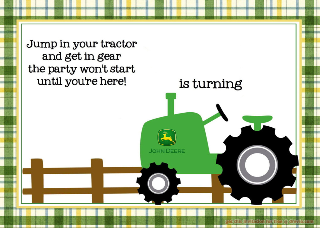 Free Printable John Deere Tractor Birthday Invitation Download 