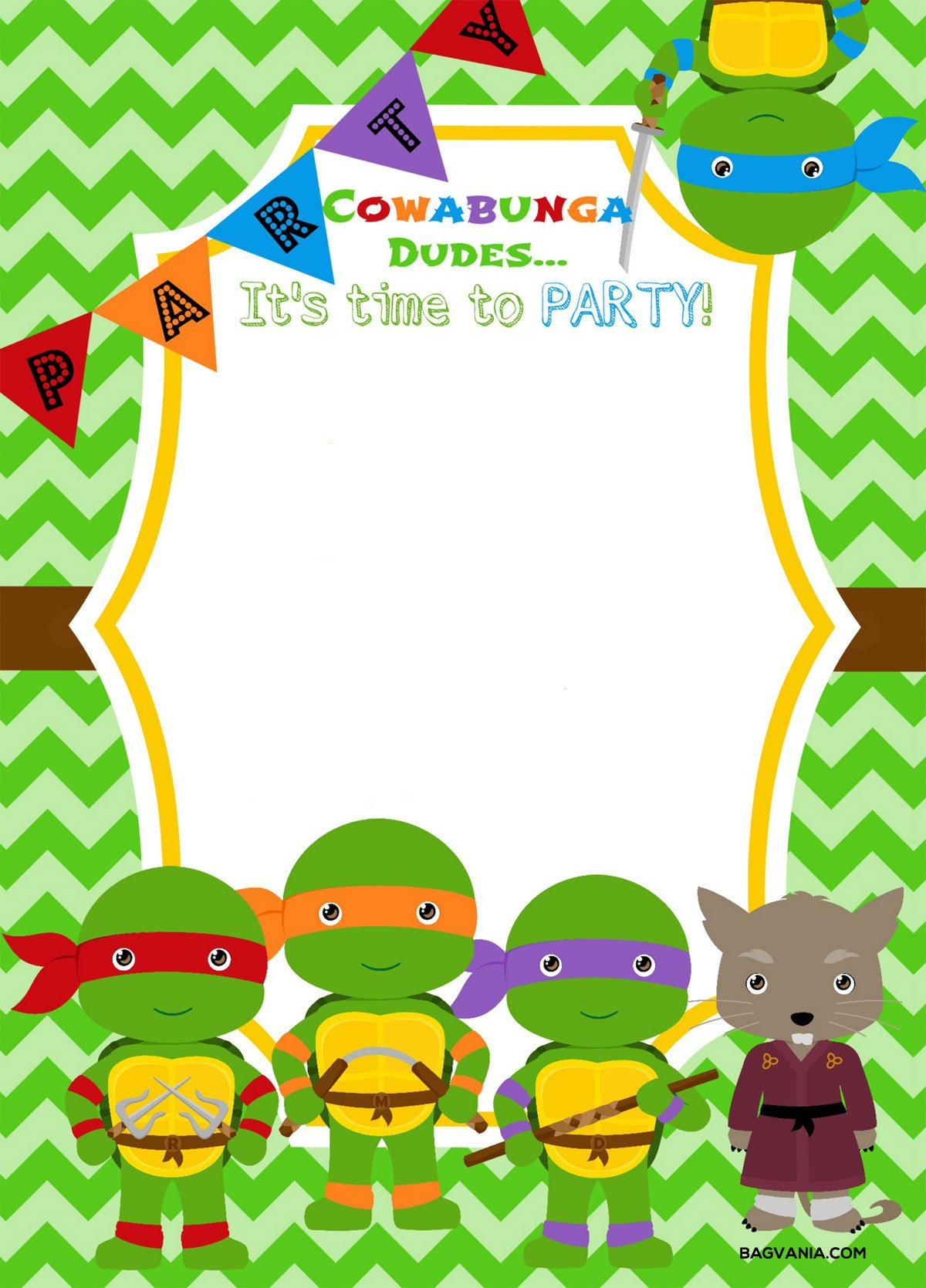 Free Printable Ninja Turtle Birthday Party Invitations FREE Printable 