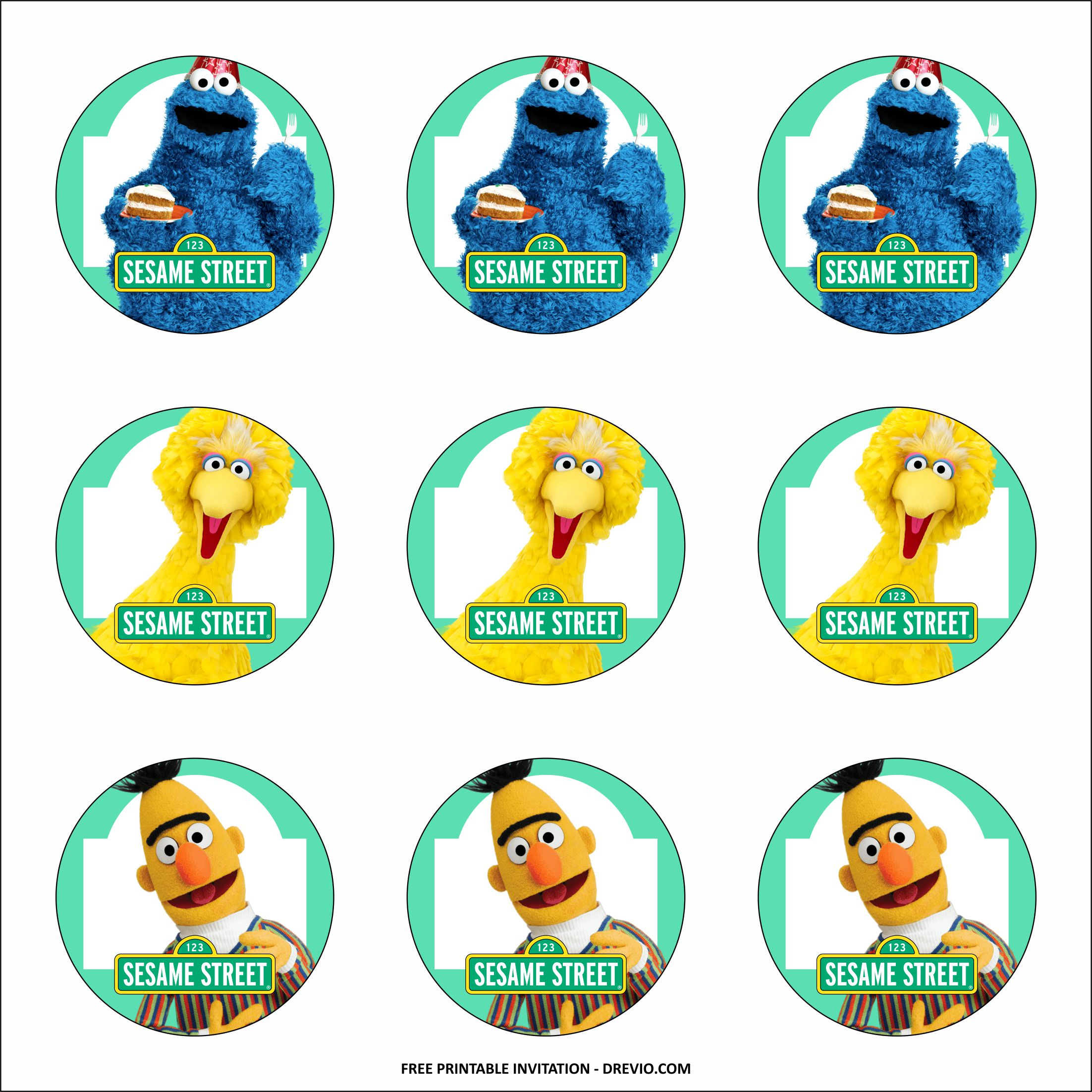 FREE PRINTABLE Sesame Street Birthday Party Kits Templates