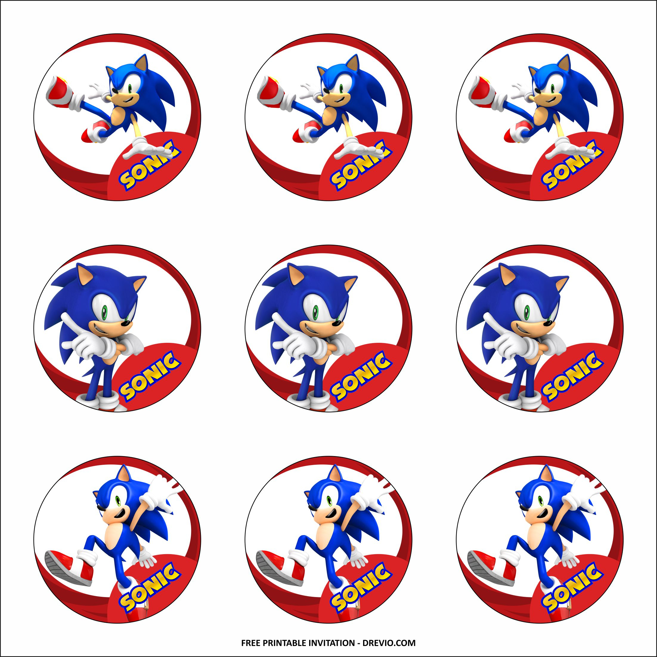  FREE PRINTABLE Sonic The Hedgehog Birthday Party Kits Templates 