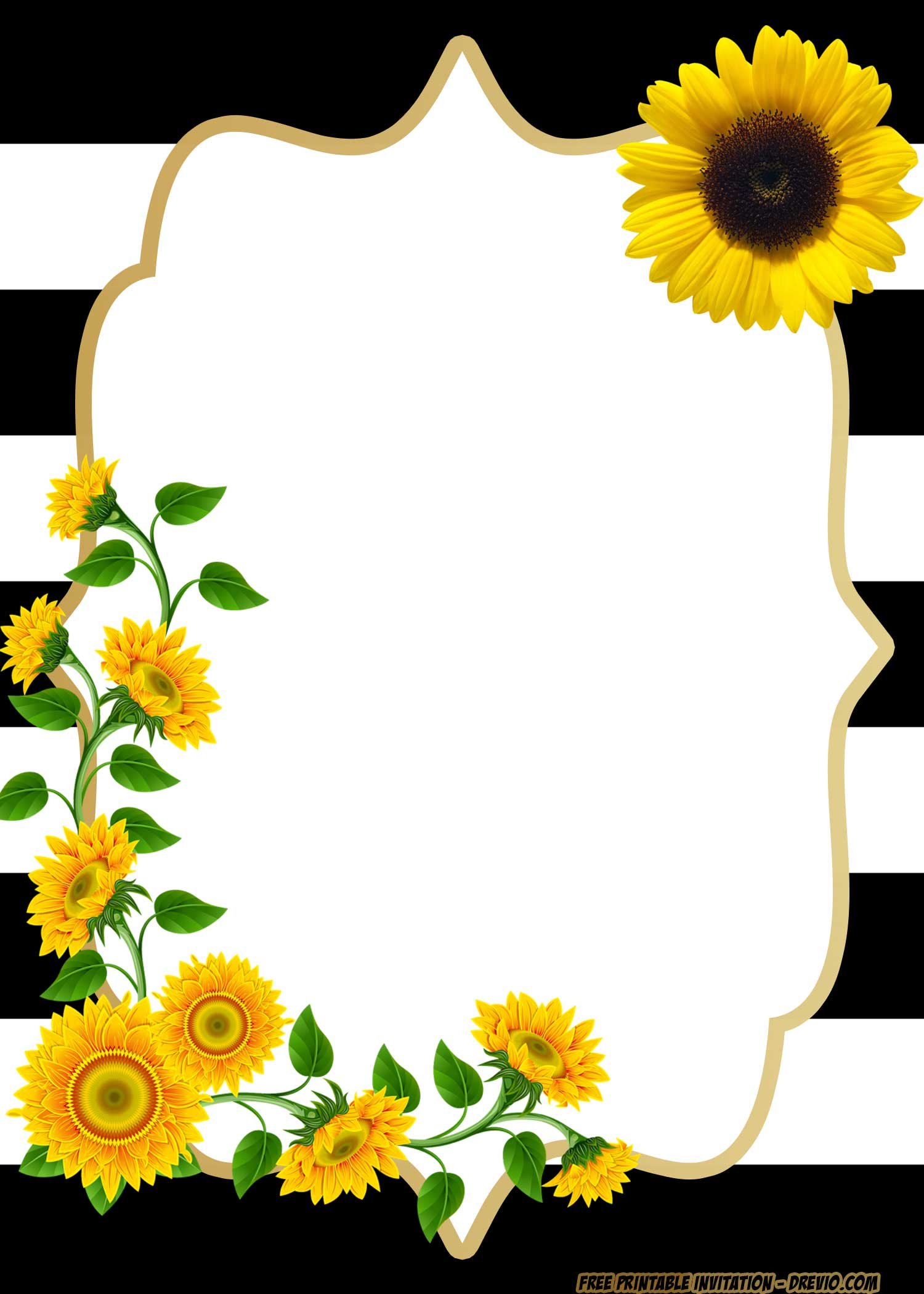 FREE Printable Sunflower Birthday Invitation Templates Download 