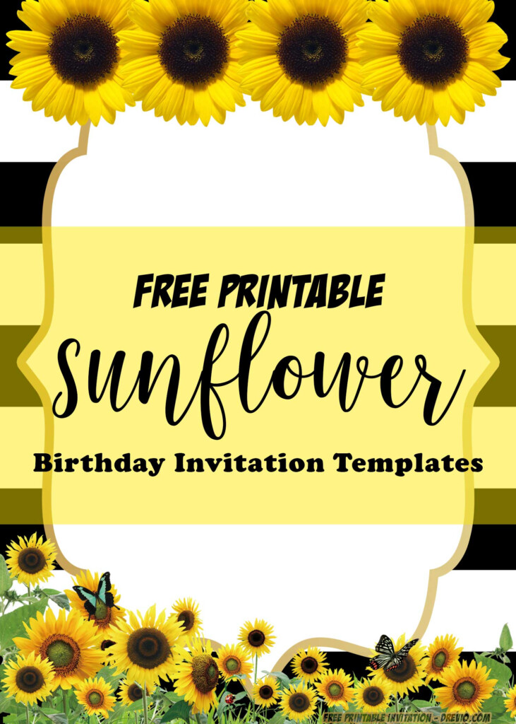 FREE Printable Sunflower Birthday Invitation Templates Download 