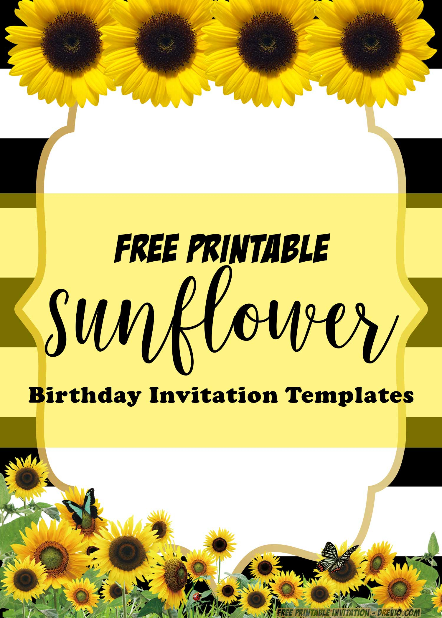 FREE Printable Sunflower Birthday Invitation Templates Download