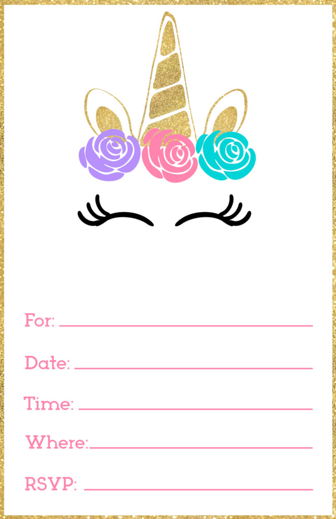 Free Printable Unicorn Invitations Template Paper Trail Design