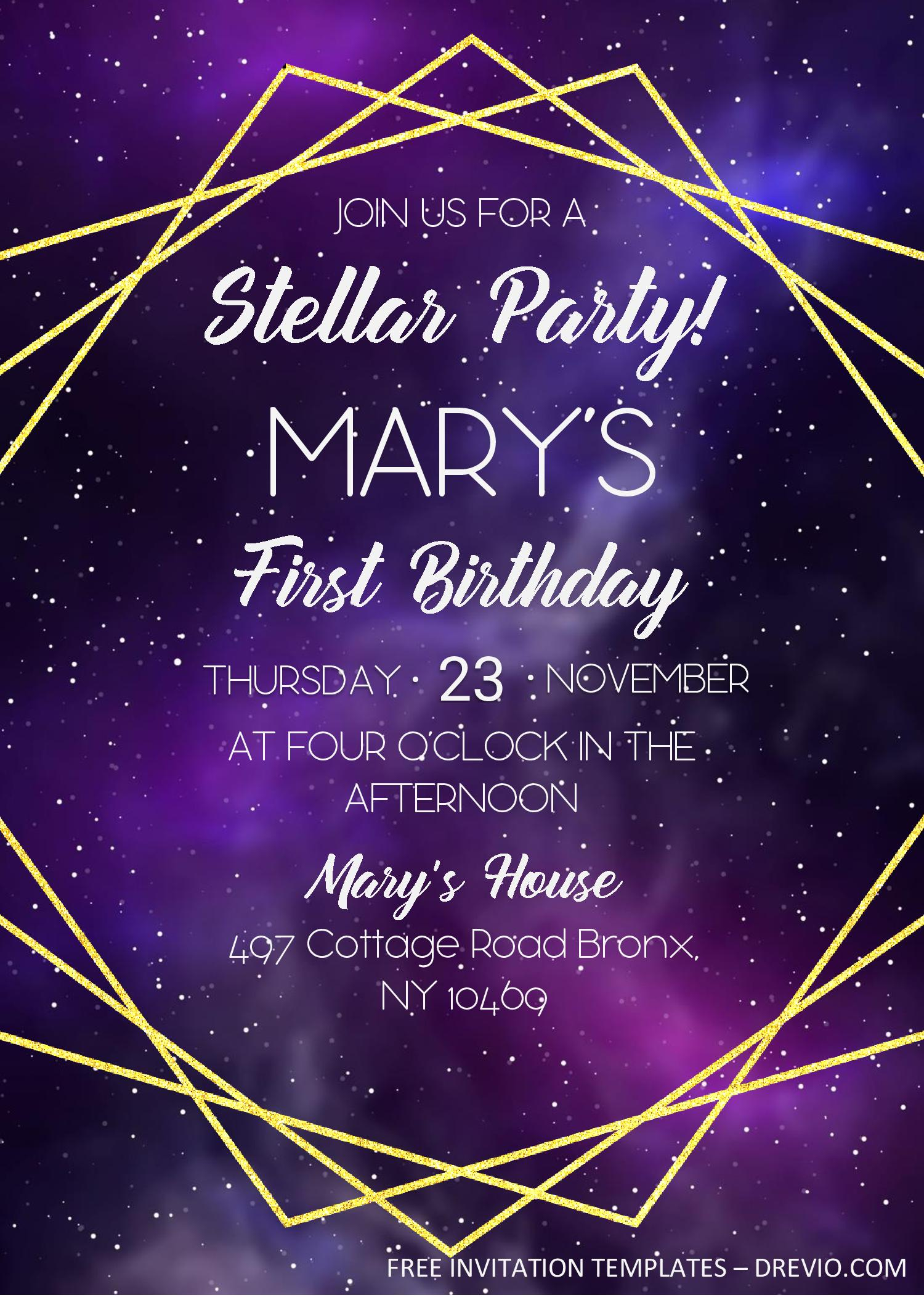 Galaxy Birthday Invitation Templates Editable With MS Word Download 