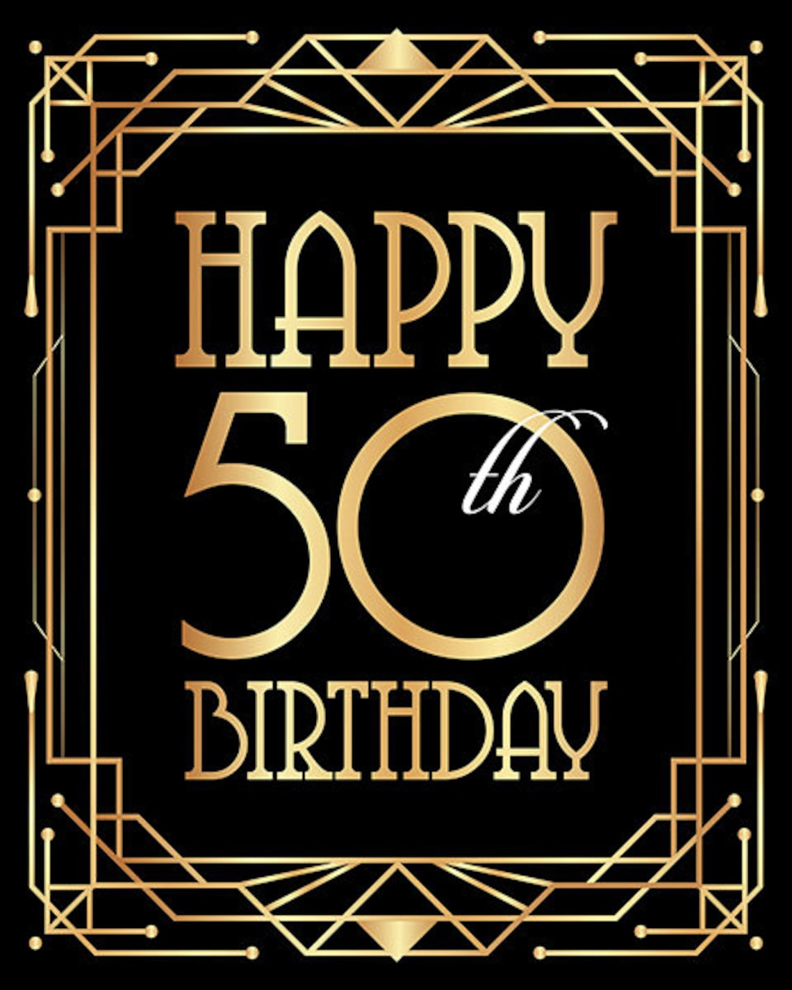 Happy 50th Birthday Sign Printable Birthday Poster Fiftieth Etsy