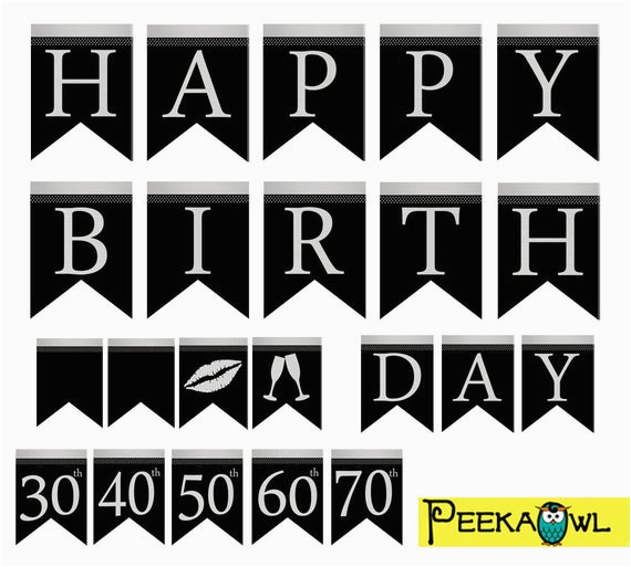 Happy Birthday Banner Printable Black And White