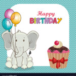 Happy Birthday Card With Cute Elephant Royalty Free Vector