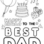 Happy Birthday To The Best Dad Coloring Card Envelope Etsy