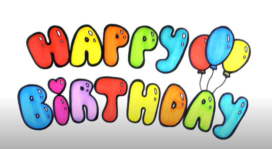 How To Draw Happy Birthday In Bubble Letters Step By Step