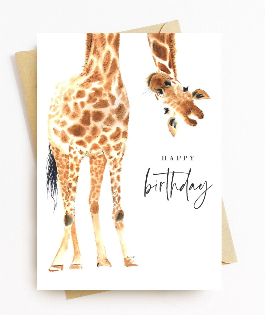 JE102 Cute Giraffe Happy Birthday Card Etsy