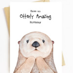 JE387 Cute Otter Birthday Card Have An Otterly Amazing Etsy