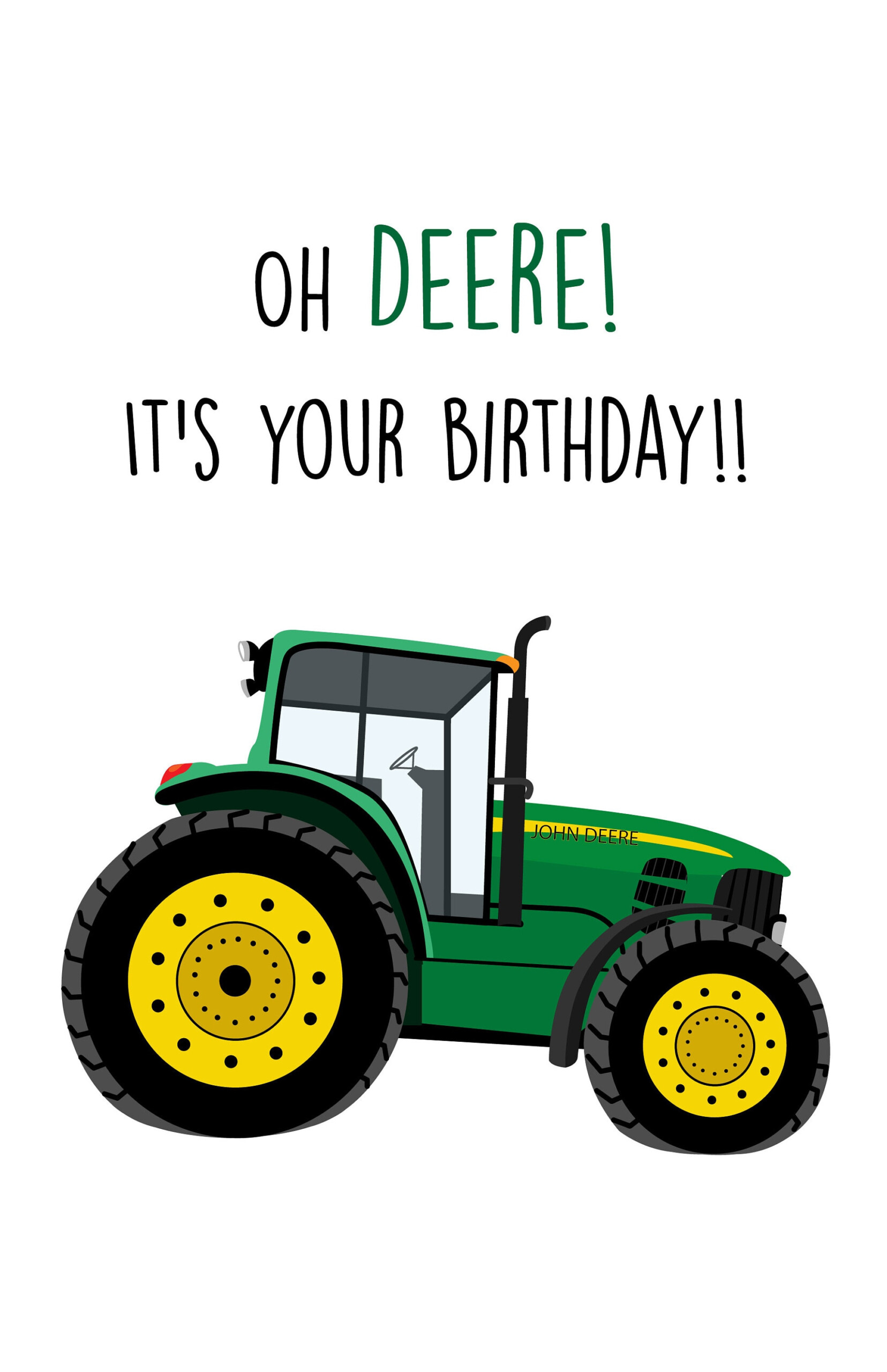 John Deere Tractor Birthday Card Adult Tractor Birthday Card Etsy Canada