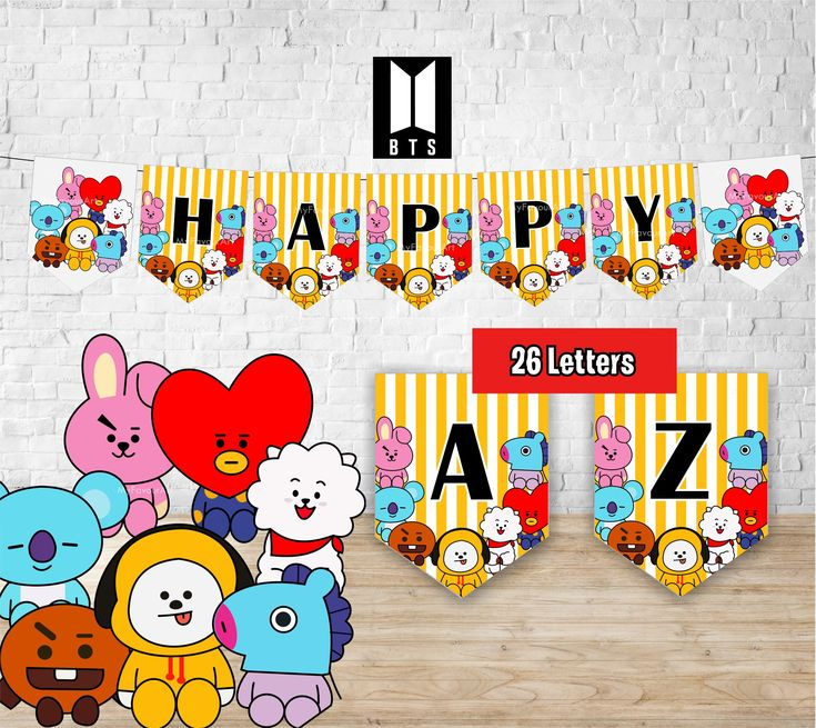 Kpop BT21 Birthday Banner BTS Bangtan Boys Birthday Party Army