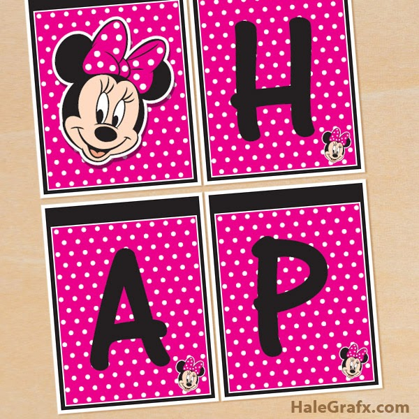 Minnie Mouse Free Printable quot Happy Birthday quot Banners Oh My