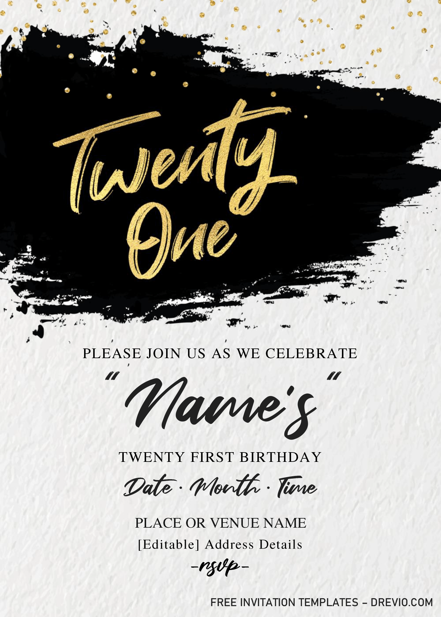 Modern 21st Birthday Invitation Templates Editable With Microsoft