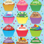 Monthly Birthday Month Cupcakes Printables 2023 Calendar Printable