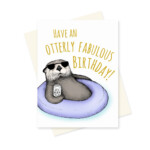 Otter Birthday Card Funny Greeting Card Boyfriend Birthday Etsy