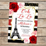 Paris Birthday Invitation Eiffel Tower Invitation French Theme