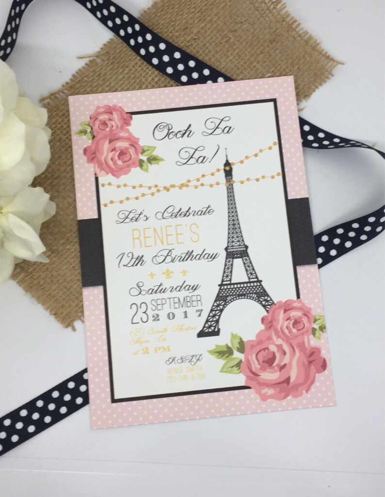 Paris Birthday Invitations Pink Paris Party Printable Etsy