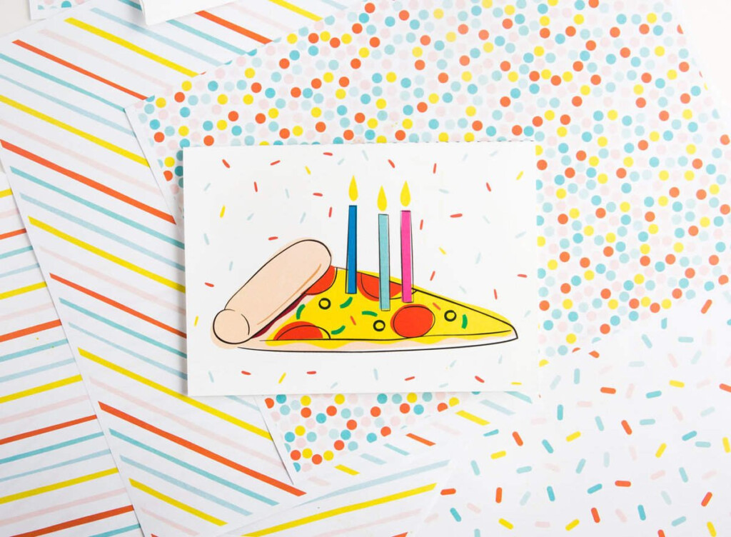 Pizza Printable Birthday Card Design Eat Repeat