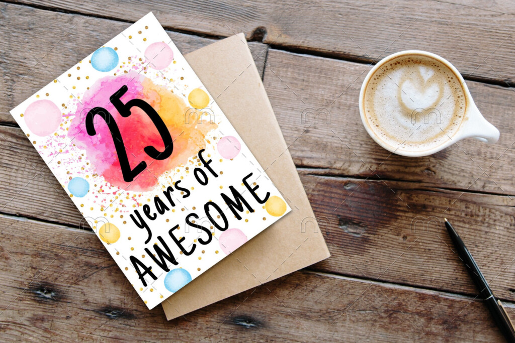 PRINTABLE 25th Birthday Card Birthday Card Printable Instant Etsy