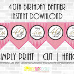 Printable 40th Birthday Banner Printable 40 And FAB Birthday Etsy