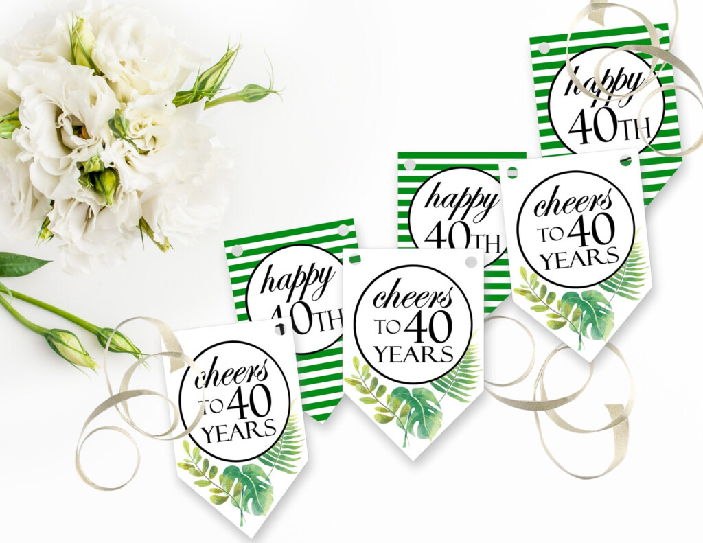 Printable 40th Birthday Banner Printable Cheers To 40 Years Etsy