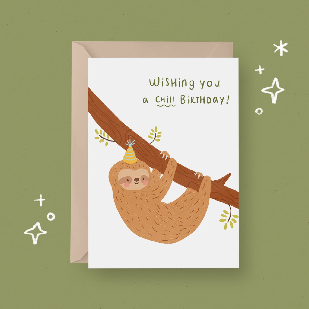 PRINTABLE Birthday Card Birthday Sloth Card Instant Download Etsy