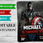 Printable Captain America Invitation PDF Printable Birthday Party