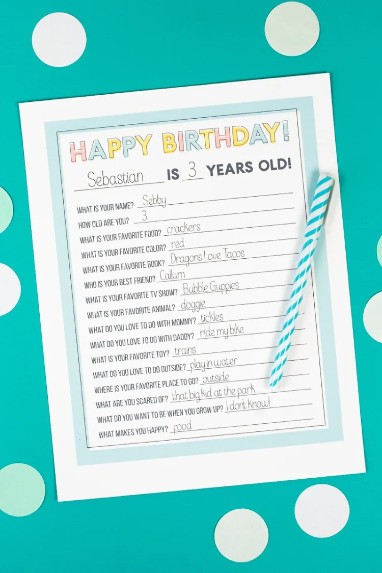 Printable Kids Birthday Questionnaire Hey Let 39 s Make Stuff