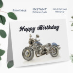 Printable Motorcycle Happy Birthday Card Instant Download Etsy Canada