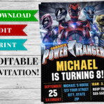 Printable Power Rangers Invitation PDF Printable Birthday Party Supplies