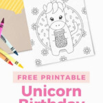 Printable Unicorn Birthday Card Design Eat Repeat