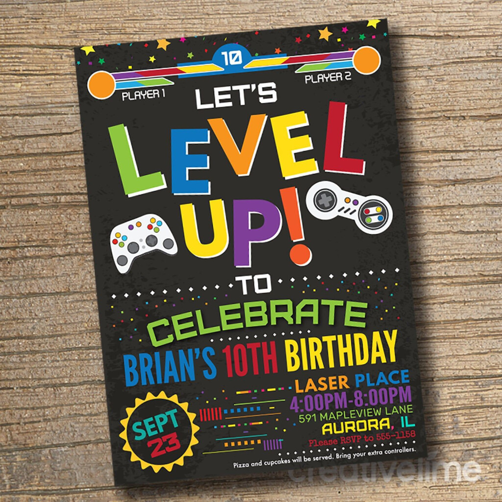 PRINTABLE Video Game Party Invitation Gaming Birthday Etsy Canada 